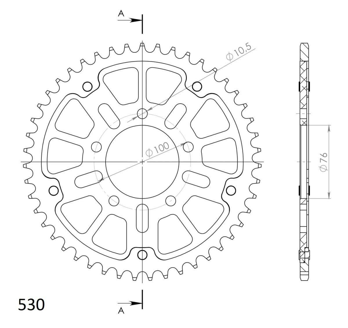 SUPERSPROX STEALTH REAR SPROCKET RST-7090:46-BLK
