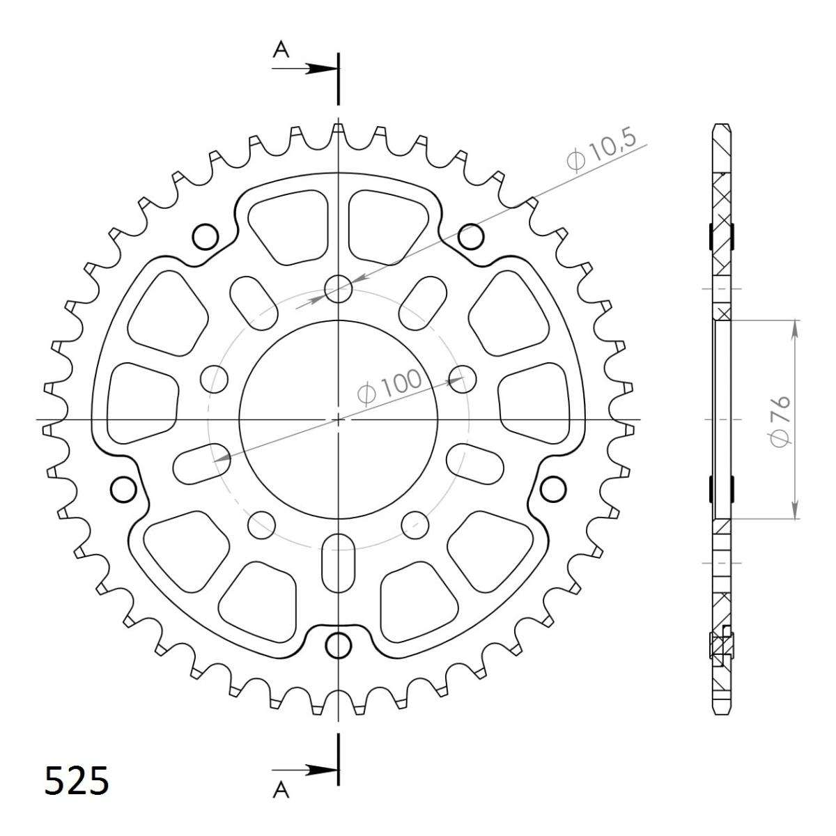SUPERSPROX STEALTH REAR SPROCKET RST-7092:43-BLK