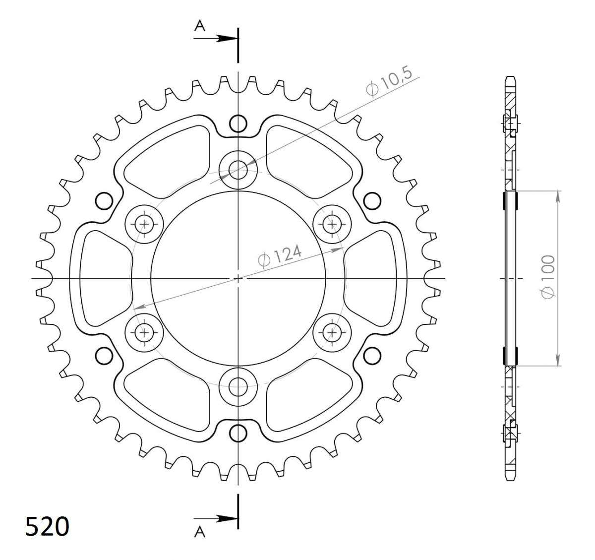 SUPERSPROX STEALTH REAR SPROCKET RST-735:44-GLD