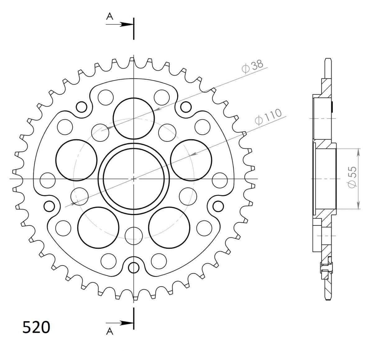 SUPERSPROX STEALTH REAR SPROCKET RST-736:42-GLD