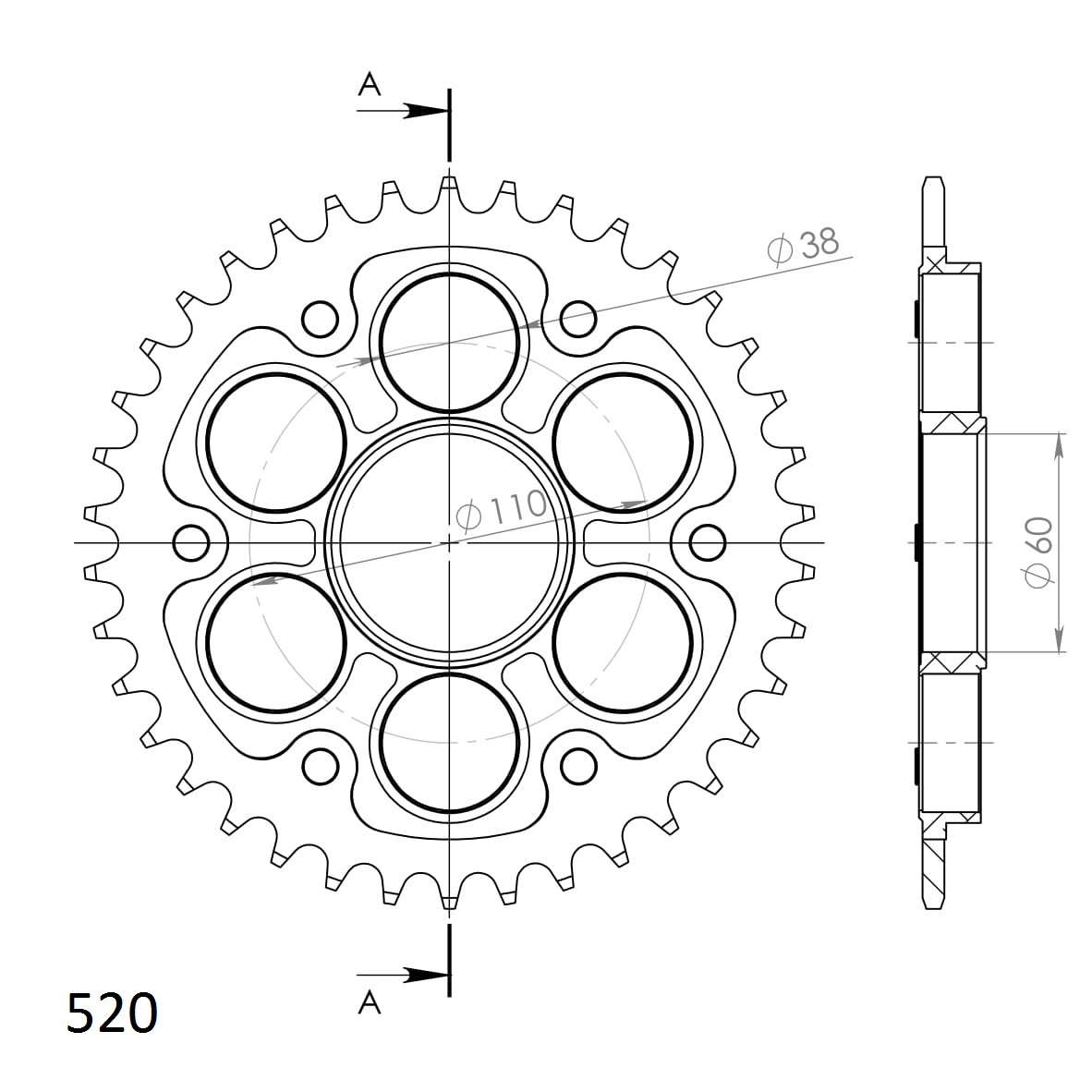 SUPERSPROX STEALTH REAR SPROCKET RST-737:38-RED