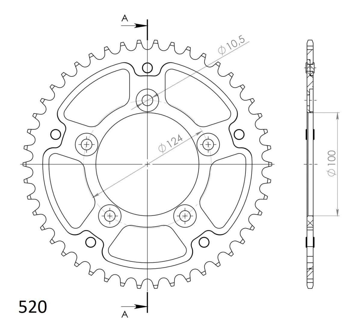 SUPERSPROX STEALTH REAR SPROCKET RST-743:45-GLD