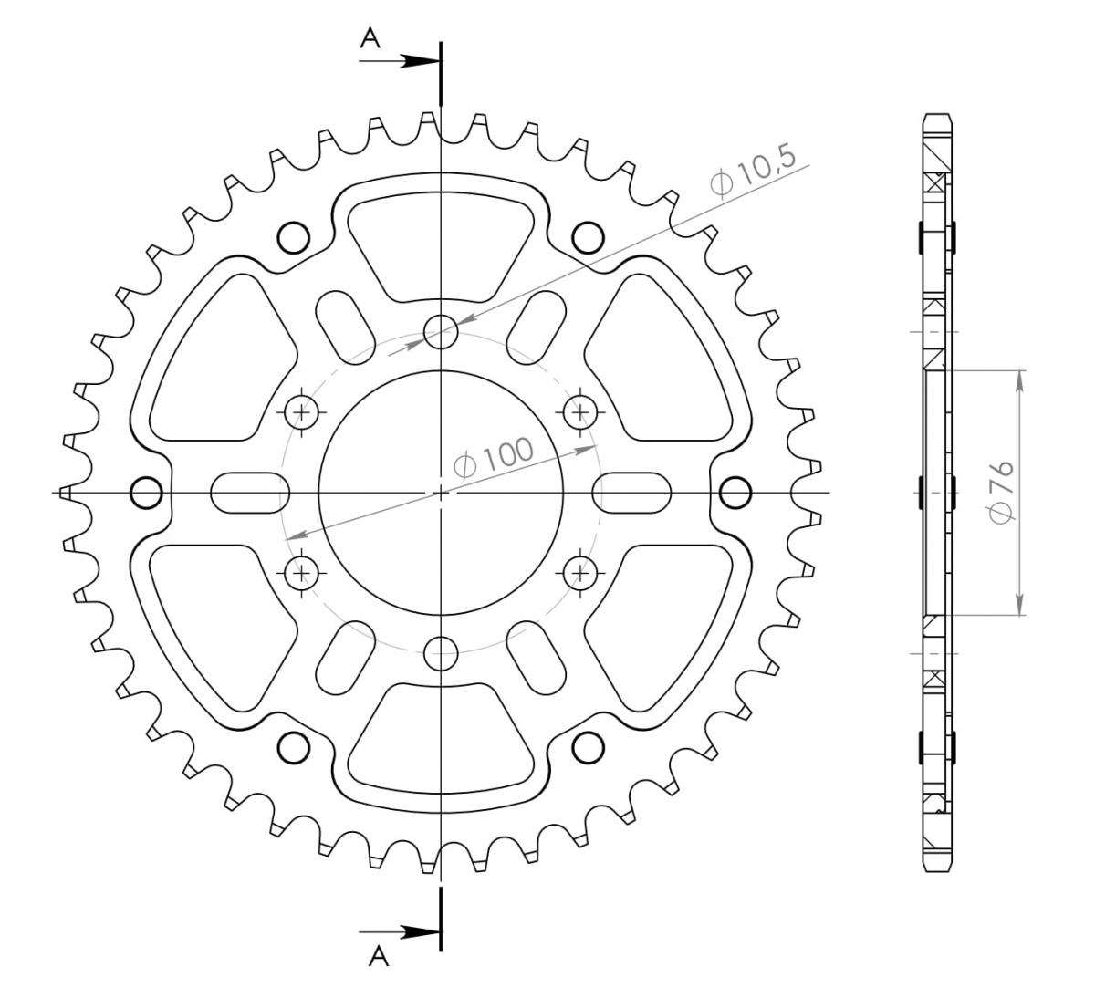 SUPERSPROX STEALTH REAR SPROCKET RST-816:47-GLD