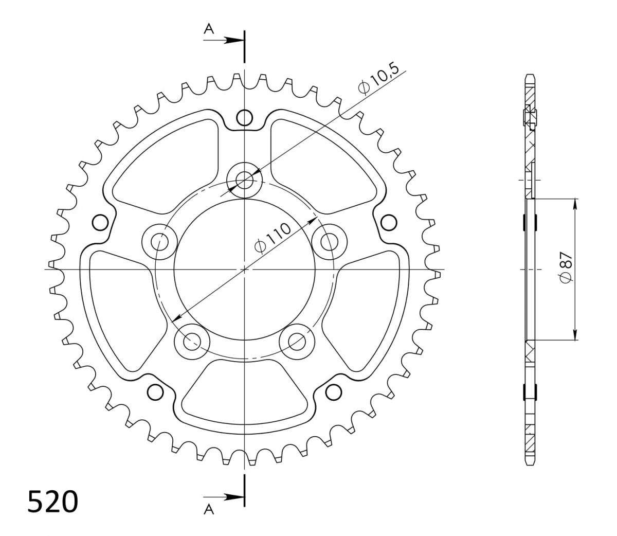 SUPERSPROX STEALTH REAR SPROCKET RST-823:47-GLD