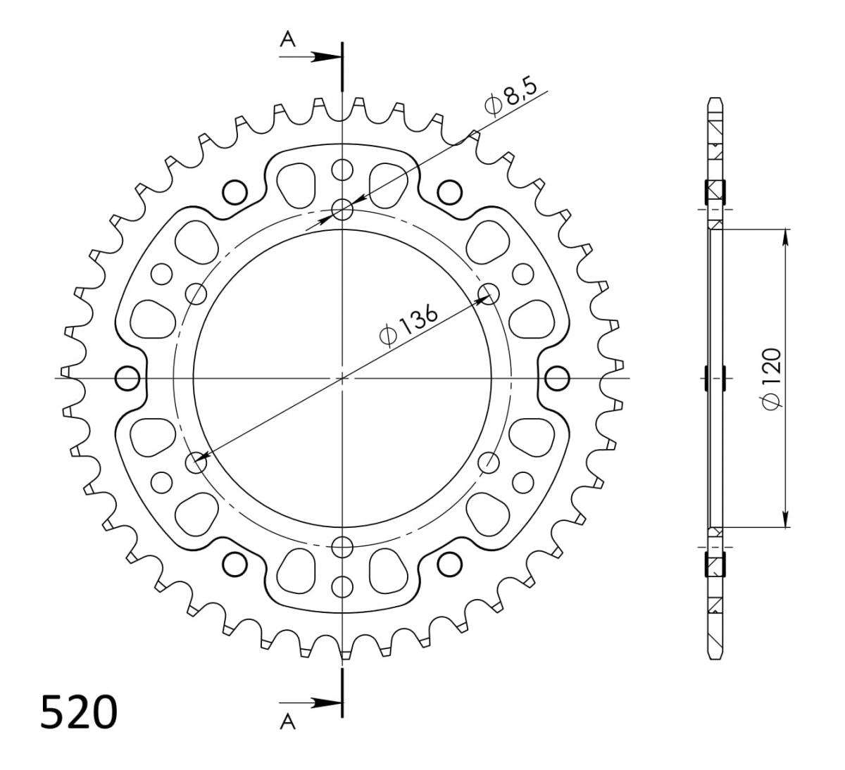 SUPERSPROX STEALTH REAR SPROCKET RST-846:43-SLV